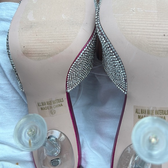 Chase and Chloe Ira Rhinestone Fruschia Metalic sandal size 6.5 - Picture 4 of 4